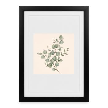 Moins de précipitation, plus de vie | Design vintage d’eucalyptus - Affiche encadrée (27 × 37 cm) - noir - Devant