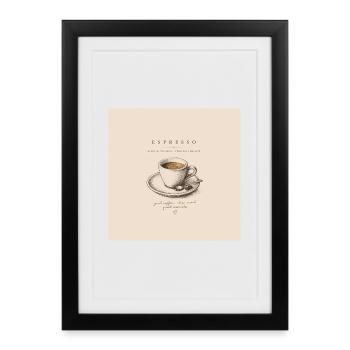 La vie commence après l’espresso | Amateur de café vintage - Affiche encadrée (27 × 37 cm) - noir - Devant