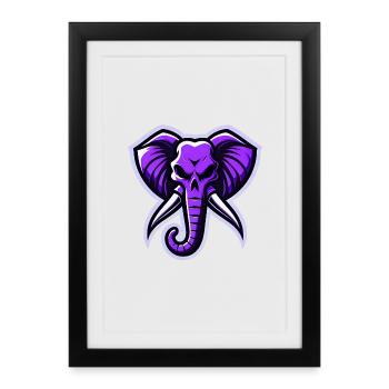 Logo de l’éléphant violet - Affiche encadrée (27 × 37 cm) - noir - Devant