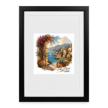 Designer Azzo Coastal Magic Flower Arch by the Sea - Framed poster (27 × 37 cm) - black - Front