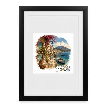Designer Azzo -Mediterranean -Harbour Magic- Lemons - Framed poster (27 × 37 cm) - black - Front