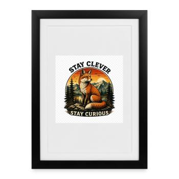 Stay Clever Stay Curious Fox Vintage - Framed poster (27 × 37 cm) - black - Front