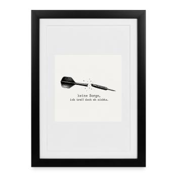 Dart Spruch: Ich Treff Doch Eh Nichts - Gerahmtes Poster (27 × 37 cm) - Schwarz - Vorne
