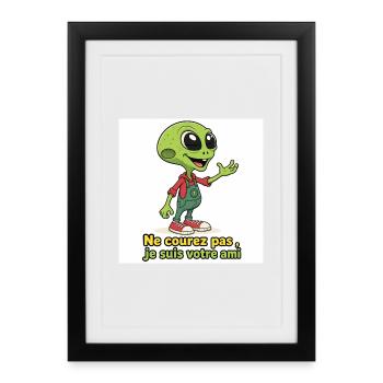 Alien - Ne courez pas ,je suis votre ami - Affiche encadrée (27 × 37 cm) - noir - Devant