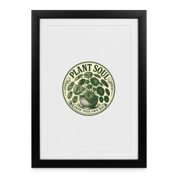 Plant Soul – Vintage Pilea Pflanzen Design - Affiche encadrée (27 × 37 cm) - noir - Devant