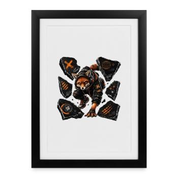 Fox Orbit Battle - Framed poster (27 × 37 cm) - black - Front