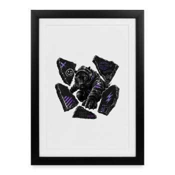 Casques au néon Night Panther - Affiche encadrée (27 × 37 cm) - noir - Devant