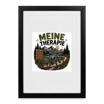 Meine Therapie: Bergbike Auszeit - Gerahmtes Poster (27 × 37 cm) - Schwarz - Vorne
