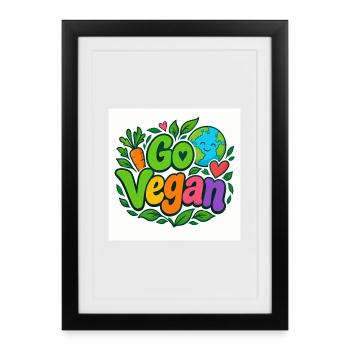 Adoptez une fleur végane - Affiche encadrée (27 × 37 cm) - noir - Devant