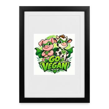 Adoptez les super-héros véganes - Affiche encadrée (27 × 37 cm) - noir - Devant