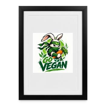 Devenez végétalien - Affiche encadrée (27 × 37 cm) - noir - Devant