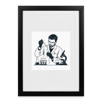 Laboratory scientist with pipette - Framed poster (27 × 37 cm) - black - Front