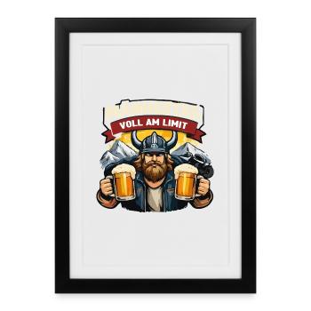 Männertag Voll Am Limit Viking - Gerahmtes Poster (27 × 37 cm) - Schwarz - Vorne
