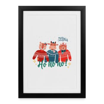 Laid de Noël Pull - Joyeux Noël - Affiche encadrée (27 × 37 cm) - noir - Devant