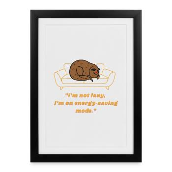 Sloth Energy-Saving Lounge Tee - Framed poster (27 × 37 cm) - black - Front