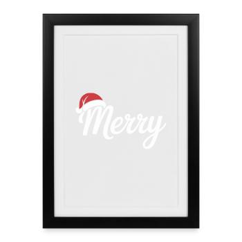 Scénario de joyeux Noël avec chapeau de Père Noël - Affiche encadrée (27 × 37 cm) - noir - Devant