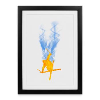 Freestyle ski flame - Framed poster (27 × 37 cm) - black - Front