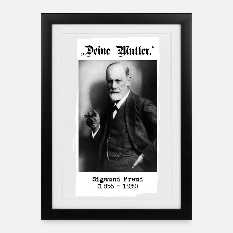 Sigmund Freud - "Deine Mutter." - Gerahmtes Poster (27 × 37 cm) - Schwarz