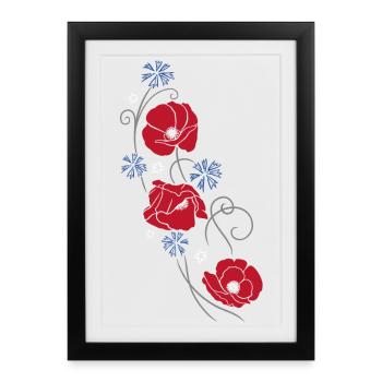 Coquelicots. Design d'été. - Affiche encadrée (27 × 37 cm) - noir - Devant