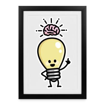 Light Bulb Idea Brains Creative Genius Creativity - Framed poster (27 × 37 cm) - black - Front