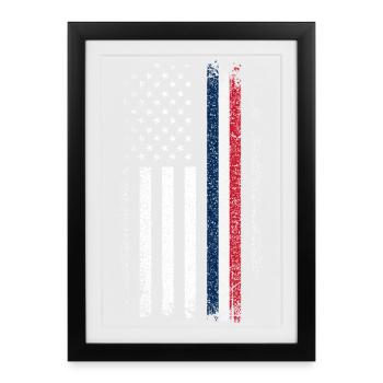 Drapeau en difficulté : Ligne bleue-rouge - Affiche encadrée (27 × 37 cm) - noir - Devant