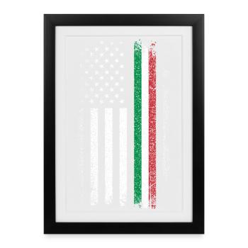 Flag Fusion : US Stars & Italian Stripes - Affiche encadrée (27 × 37 cm) - noir - Devant
