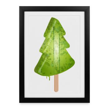 glace lumineuse sapin de Noël en vert sapin de Noël - Affiche encadrée (27 × 37 cm) - noir - Devant