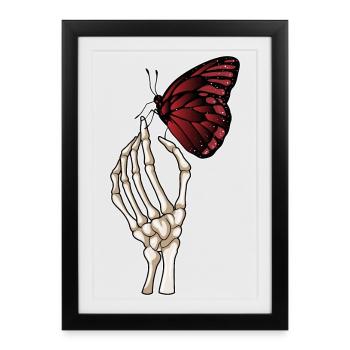Skeleton Hand Butterfly - Framed poster (27 × 37 cm) - black - Front