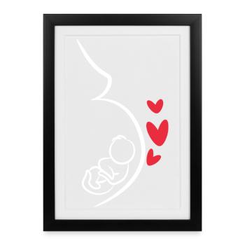 Baby Bump Mom Baby Pregnant Heart Pregnancy - Framed poster (27 × 37 cm) - black - Front