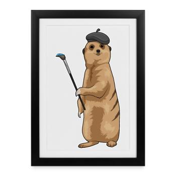 Peinture au pinceau peintre de suricates - Affiche encadrée (27 × 37 cm) - noir - Devant