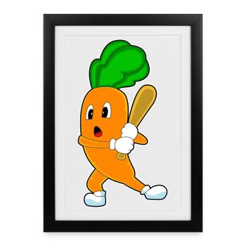 Carotte Baseball Batte de baseball - Affiche encadrée (27 × 37 cm) - noir - Devant