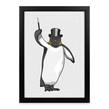 Penguin Wizard Wand - Framed poster (27 × 37 cm) - black - Front