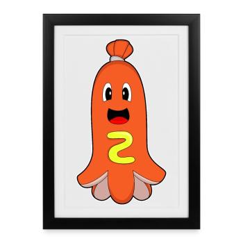 Hot dog pieuvre - Affiche encadrée (27 × 37 cm) - noir - Devant