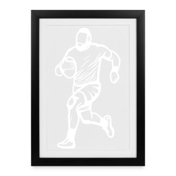Rugby Spieler - Gerahmtes Poster (27 × 37 cm) - Schwarz - Vorne
