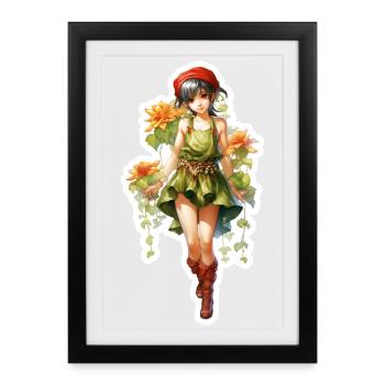 Chemise rouge délicate de la fille d’honneur - Affiche encadrée (27 × 37 cm) - noir - Devant