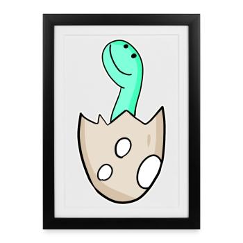 Dinosaur Egg Dino Baby Motif - Framed poster (27 × 37 cm) - black - Front