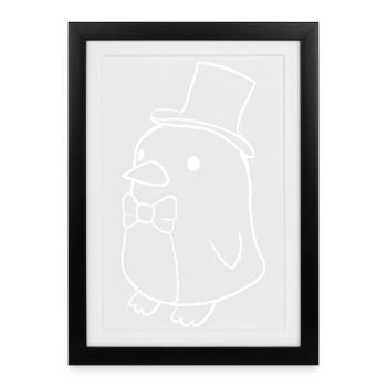 Pinguin Magier - Gerahmtes Poster (27 × 37 cm) - Schwarz - Vorne