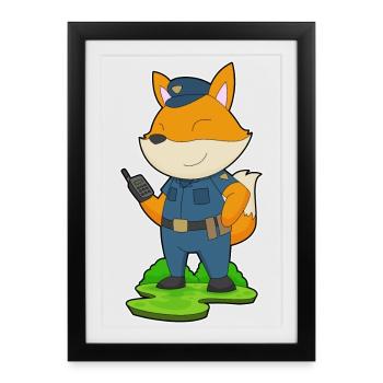 Fox Policier Microphone Police - Affiche encadrée (27 × 37 cm) - noir - Devant
