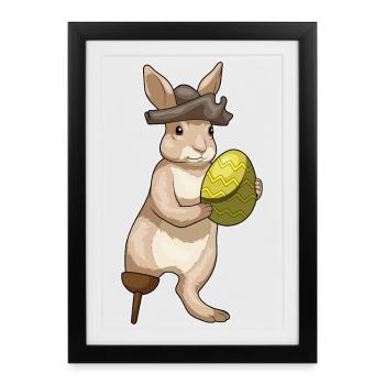 Pirate de Pâques Lapin - Affiche encadrée (27 × 37 cm) - noir - Devant