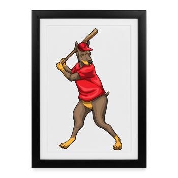 Doberman Baseball Baseball Bat - Framed poster (27 × 37 cm) - black - Front