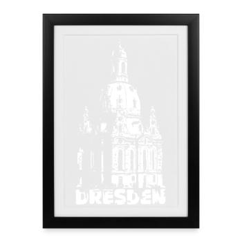 Dresden Frauenkirche Souvenir Logo Dresdner Symbol - Gerahmtes Poster (27 × 37 cm) - Schwarz - Vorne