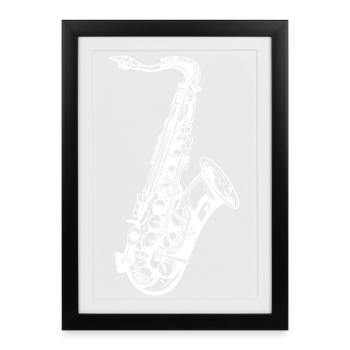 Saxophon Skizze - Gerahmtes Poster (27 × 37 cm) - Schwarz - Vorne