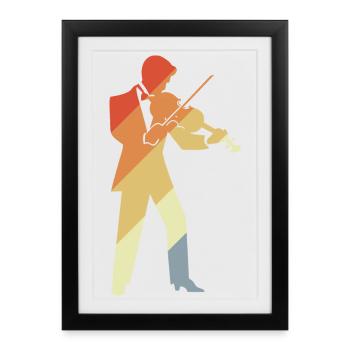 Graphique de violoniste rétro - Affiche encadrée (27 × 37 cm) - noir - Devant