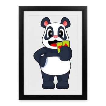 Cartes de poker Panda Poker - Affiche encadrée (27 × 37 cm) - noir - Devant