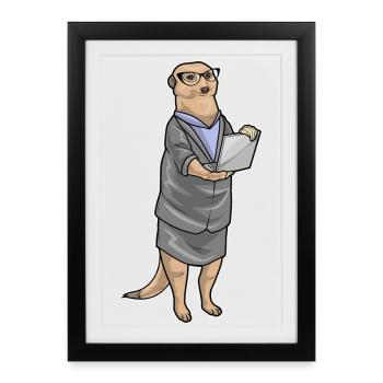 Meerkat Secretary Laptop Office - Framed poster (27 × 37 cm) - black - Front