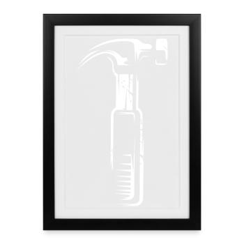 Hammer with Scratch Effect - Tools Artisans - Framed poster (27 × 37 cm) - black - Front