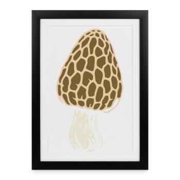 Morille - Cueilleur de champignons - Champignons - Dicton - Affiche encadrée (27 × 37 cm) - noir - Devant