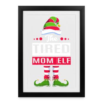 Elfe Elfe Cadeau de Noël Maman Maman - Affiche encadrée (27 × 37 cm) - noir - Devant