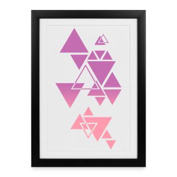 Gradient Triangle Pattern Pink - Framed poster (27 × 37 cm) - black - Front