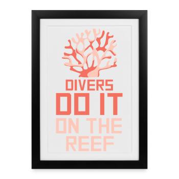 Plongeur Plongeur Snorkeling Plongeur récréatif - Affiche encadrée (27 × 37 cm) - noir - Devant